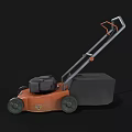 Orange And Gray Agricultural Lawn Mower With Engine Grass Catcher Handle And Wheels