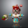 Adorable Children's Doll With Pink Hair Green Forehead Candy Decorations And Strawberry Toy