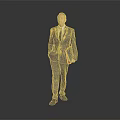 Man in Gray Suit Holding Red Folder Standing Against Gray Background 3d model