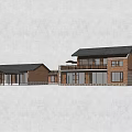 Traditional Two Story Homestay Building With Gabled Roof And Wooden Balcony