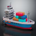 Container Ship Model With Colorful Containers On Deck And Reflective Surface 3d model