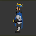 Game Movie Character Cartoon King With Crown Blue White Outfit Golden Badge Hands On Hips