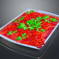 Fresh Red Crayfish Topped with Green Parsley Served on White Rectangular Tray 3d model
