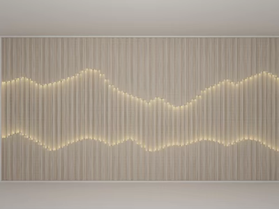 Beige Background Wall with Vertical Stripes Design Wavy LED Lights Modern Minimalist Elegant Style 3d model