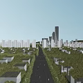 Aerial Urban Planning Design With Skyscrapers Road Networks Green Spaces And Sunlit Skyline