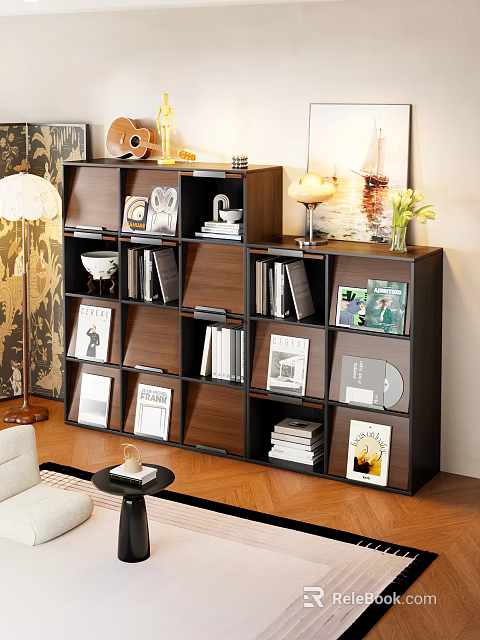 Modern Multi layer Bookcase With Storage Shelves Books Magazines And Decorative Items 3d model 