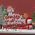 Christmas Photo Spot With Decorated Trees Santa Claus Gifts Reindeer And Snowman