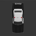 Black and White Police Car With Red Emergency Lights And POLICE Logo