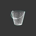 Blue Metal Kitchen Bucket With Wooden Handle And Rustic Design For Home Use