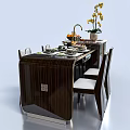 Modern Dining Table Set With Marble Countertop Island Sink Faucet And Chairs