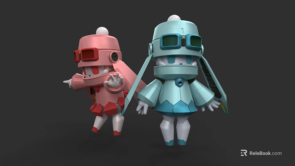 Cute Cartoon Robot Electric Toys in Pink and Blue with Playful Design for Kids 3d model 