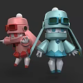 Cute Cartoon Robot Electric Toys in Pink and Blue with Playful Design for Kids