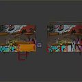 Indoor Skatepark Training Setup With Graffiti Walls Orange Ramp And Red Rails