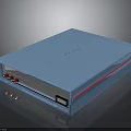 Electronic Device In Blue With Modern Design Red Accent And Multiple Ports