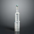 White Marble Tower Architecture With Green Dome And Multi Level Structure