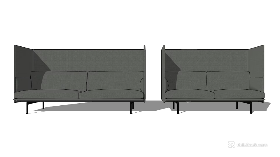 Modern Two Seater Sofa With Simple Structure Sleek Design And Metal Legs 3d model