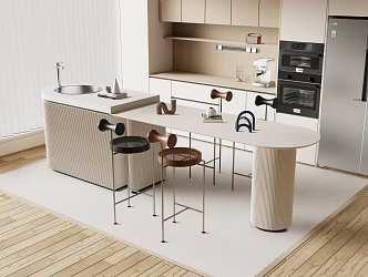 Modern Western Kitchen Bar Nakajima Dining Table and Chair Dining Island Table 3d model