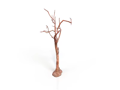 Dried Tree Branch With Bare Twigs And Natural Texture Isolated On White Background 3d model