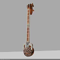 Handcrafted Wooden String Instrument With Artistic Painted Design And Art Supplies Elements
