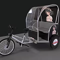 Modern Three Wheeled Bike With Transparent Canopy And Female Figure Decoration