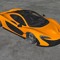 Orange Sports Car With Sleek Aerodynamic Design And Black Accents In Empty Space