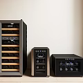 Modern Black Wine Coolers with Glass Doors Wooden Racks and Digital Controls in Three Sizes