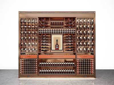 Modern Wine Cabinet Design With Multiple Storage Racks And Display Shelves 3d model