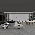 Modern Dining and Living Room Interior Design With Sofa Coffee Table Dining Table And Chairs 3d model