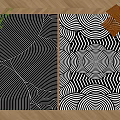 Modern Decorative Square Rugs With Black And White Geometric Circular Wave Patterns 3d model