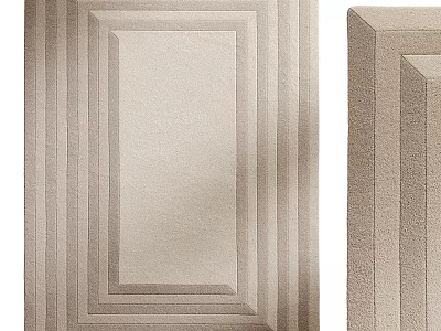 Soft Plush Square Rug With Beige Color And Layered Geometric Border Design 3d model