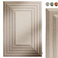 Soft Plush Square Rug With Beige Color And Layered Geometric Border Design