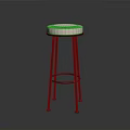 Modern Upholstered Bar Stool With White Seat And Black Metal Legs