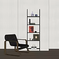Simple Casual Chair Bookshelf 3d model