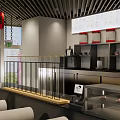 Modern Style Bubble Tea Shop With Glass Frontage Brand Logo And Indoor Seating Area