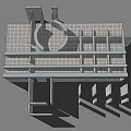 Modern Architectural Model Design With Geometric Structures And Green Base Areas