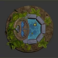 Decorative Home Water Feature with Metal Plate Blue Dragonfly Design Green Ferns and Stone Base