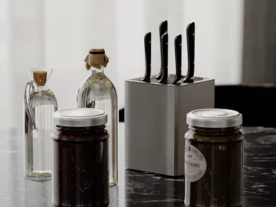 Kitchen ornaments seasonings bottle beer bottle wringing iron rack kitchen supplies 3d model