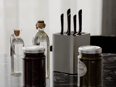 Kitchen ornaments seasonings bottle beer bottle wringing iron rack kitchen supplies 3d model