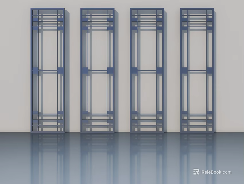 Modern Swing Doors With Metal Frames And Glass Panels For Interior Spaces 3d model 