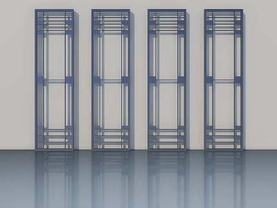 Modern Swing Doors With Metal Frames And Glass Panels For Interior Spaces 3d model