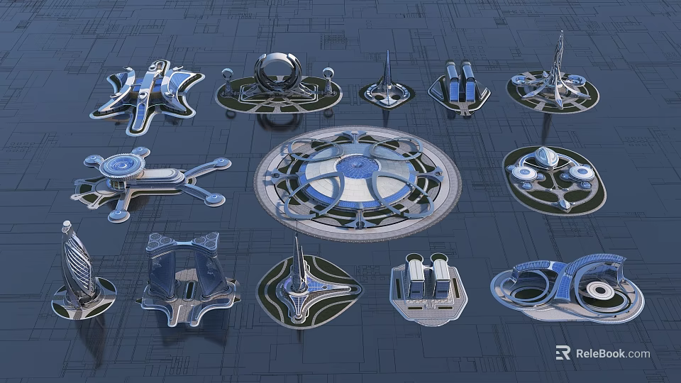 Future Architecture 3D Models Showcasing Innovative Geometric Structures And Futuristic Designs 3d model 