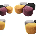 Low Stool Fabric Sofa Stool Shoe Changing Stool Tufting Stool Bench Bed End Stool Tufting Bench Special-shaped Stool European Style Art Stool American Style Children Stool 3d model