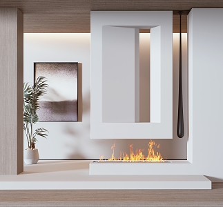 modern fireplace porch 3d model