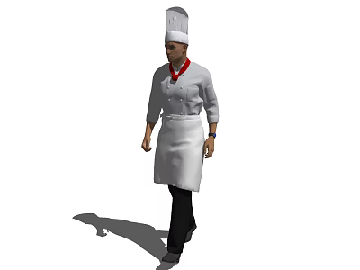Walking Man As Professional Chef Wearing White Uniform And Chef Hat 3d model