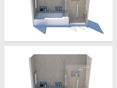Modern Shower Sauna Interior Design Featuring Glass Enclosure And Tiled Walls 3d model
