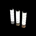Modern Three Cylindrical Striped Glass Wall Lamps with Metal Frames