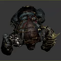 Massive Game Movie Character With Muscular Build Brown Red Fur And Armor Spikes