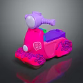 Pink Purple Kids Toy Scooter With Purple Headlight LET'S GO Lettering And Decorative Patterns