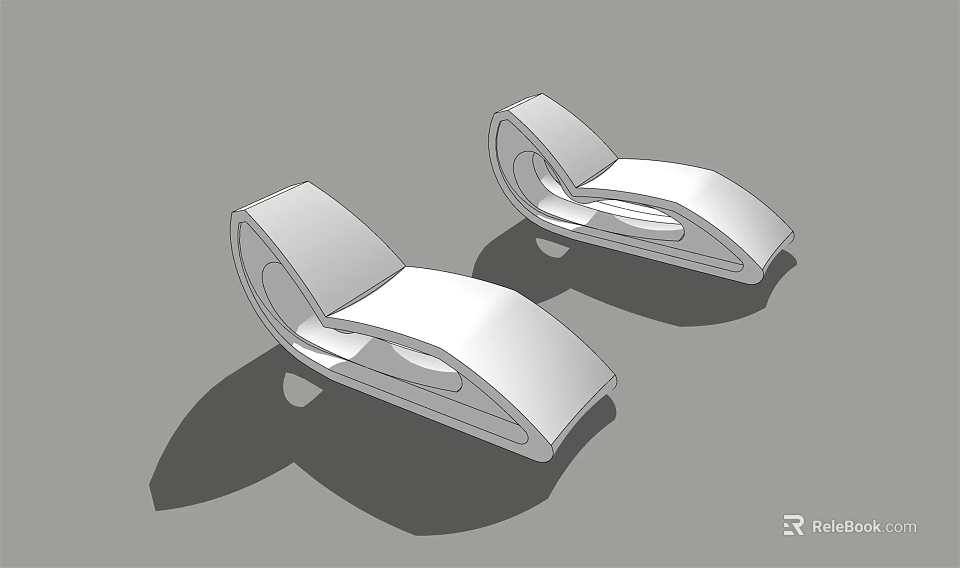 Two Modern Lounge Chairs With Sleek Curved Design And Ergonomic Shape 3d model 