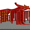 Red Dragon Themed Event Gateway With Traditional Couplets And Festive Decor